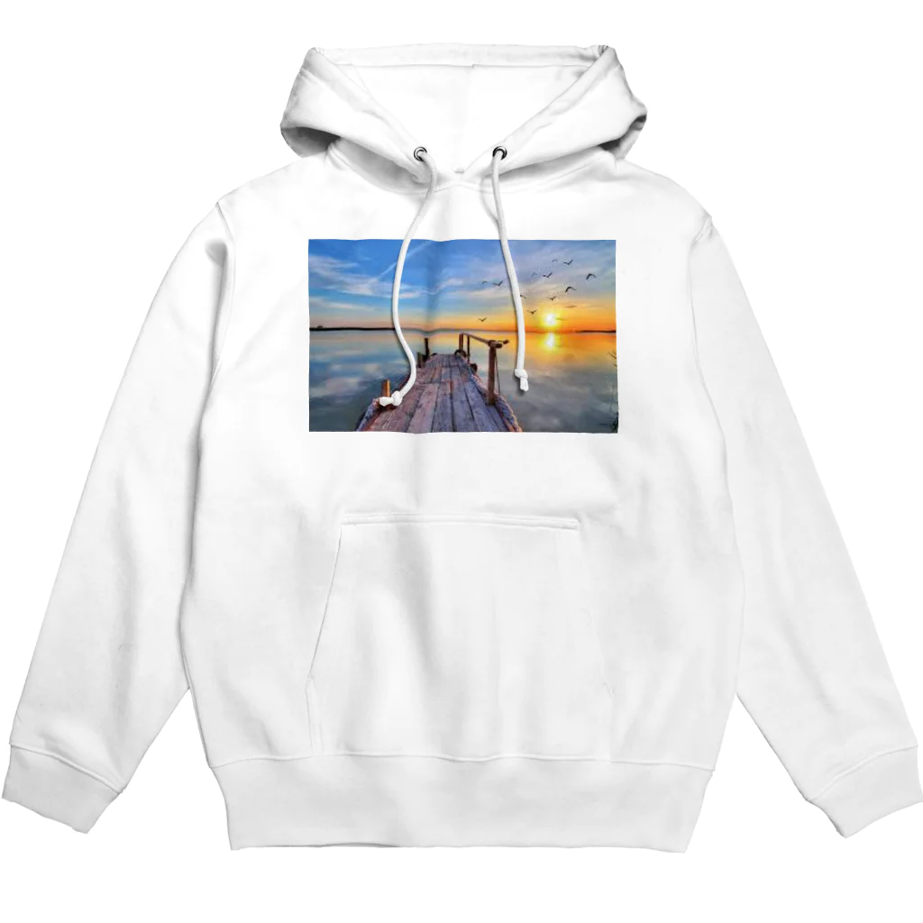  カラフルな海辺の 海沿いの夕日 Hoodie