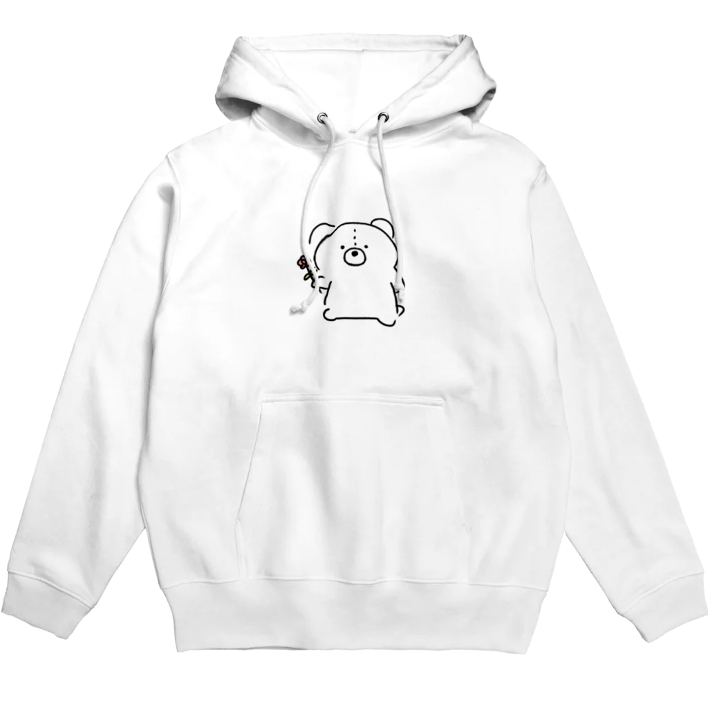 くまのひだまり Shopのお花持ってる くまのパーカー Hoodie