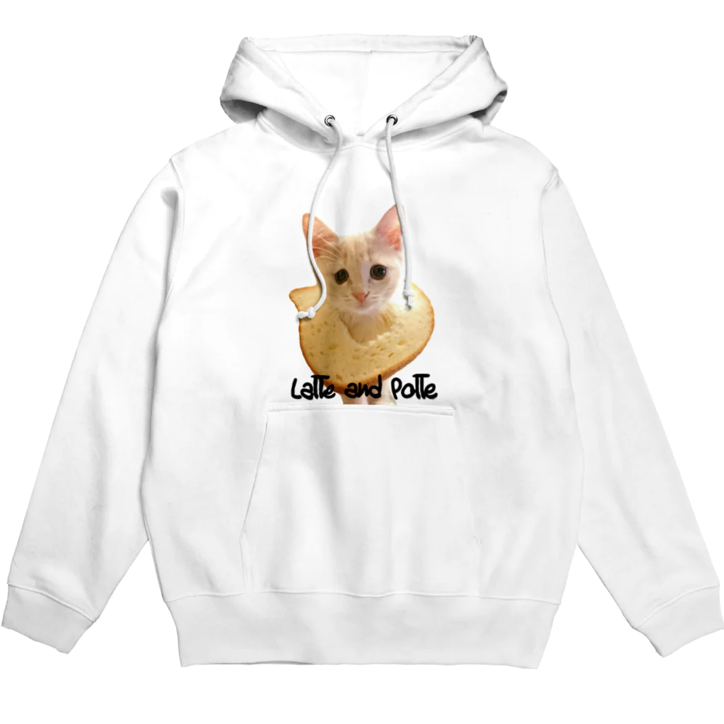 Le Chat Mignonne ル・シャ・ミニョンヌの【パーカー】ポテ子とねこねこ食パンぽかん顔【プリントと黒文字】 Hoodie