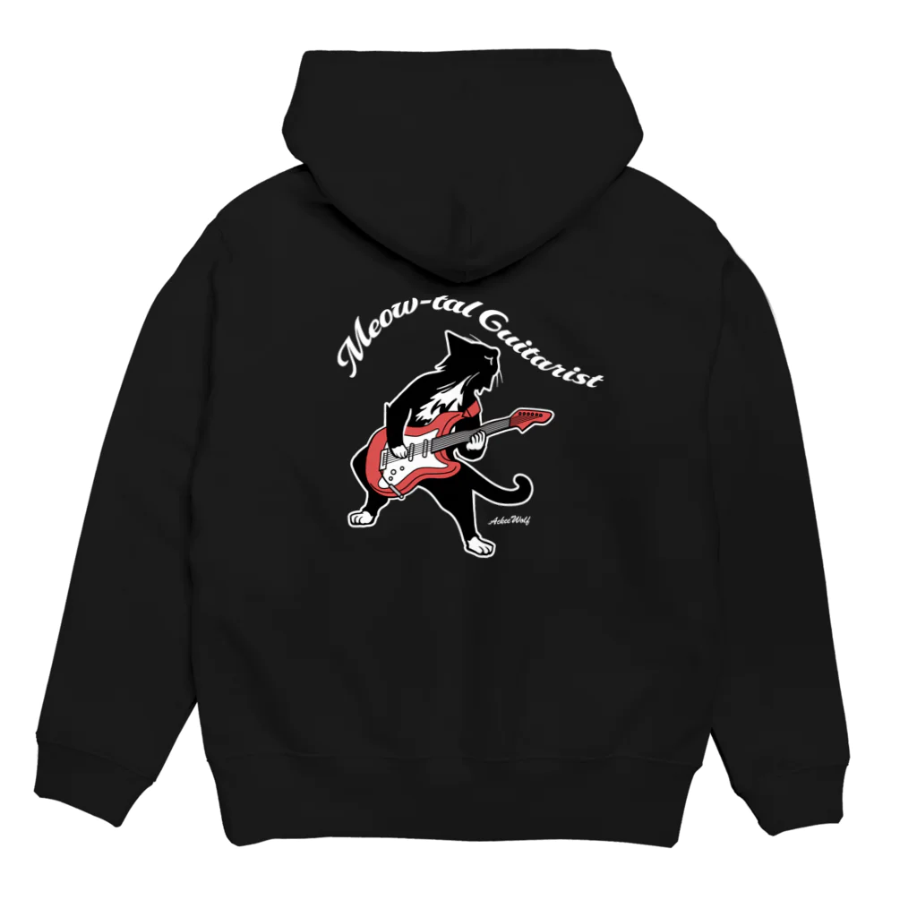 AckeeWolf Art Shopのエレキギターを弾く猫 Hoodie:back