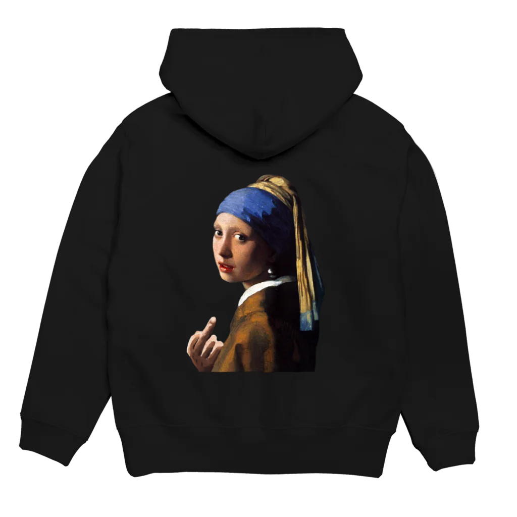 ZOO HOUSEの (真珠の耳飾りの少女) Girl with a Pearl Earring and a Middle Finger パーカーの裏面