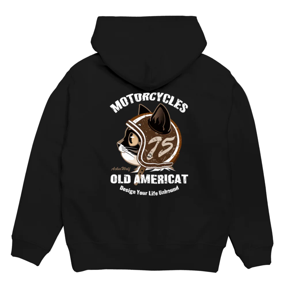 AckeeWolf Art ShopのOLD AMERICAT パーカーの裏面