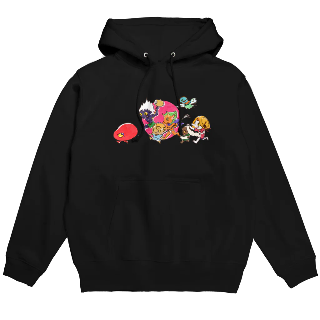 なないろ屋 SUZURI店のわいわい百鬼夜行 Hoodie