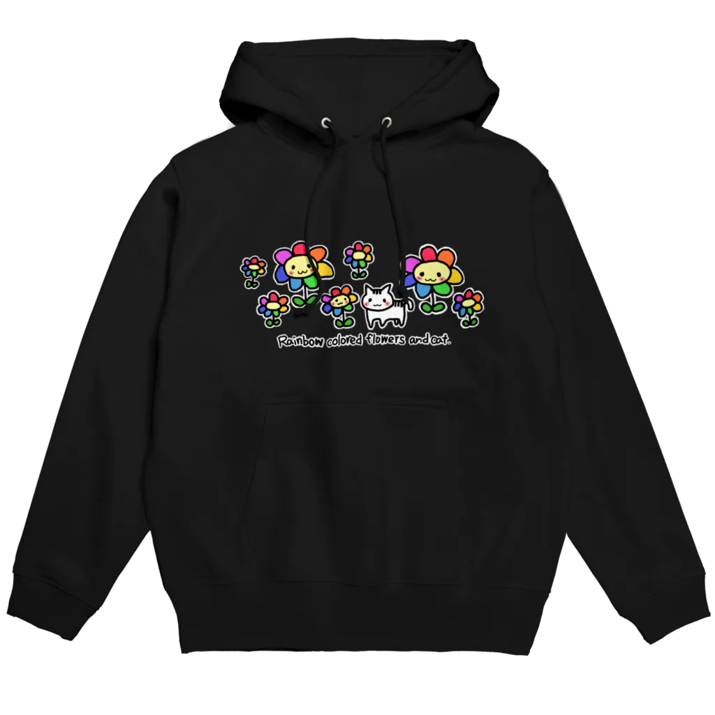 ピンキーハウスの虹色の花と猫（フチあり） Hoodie