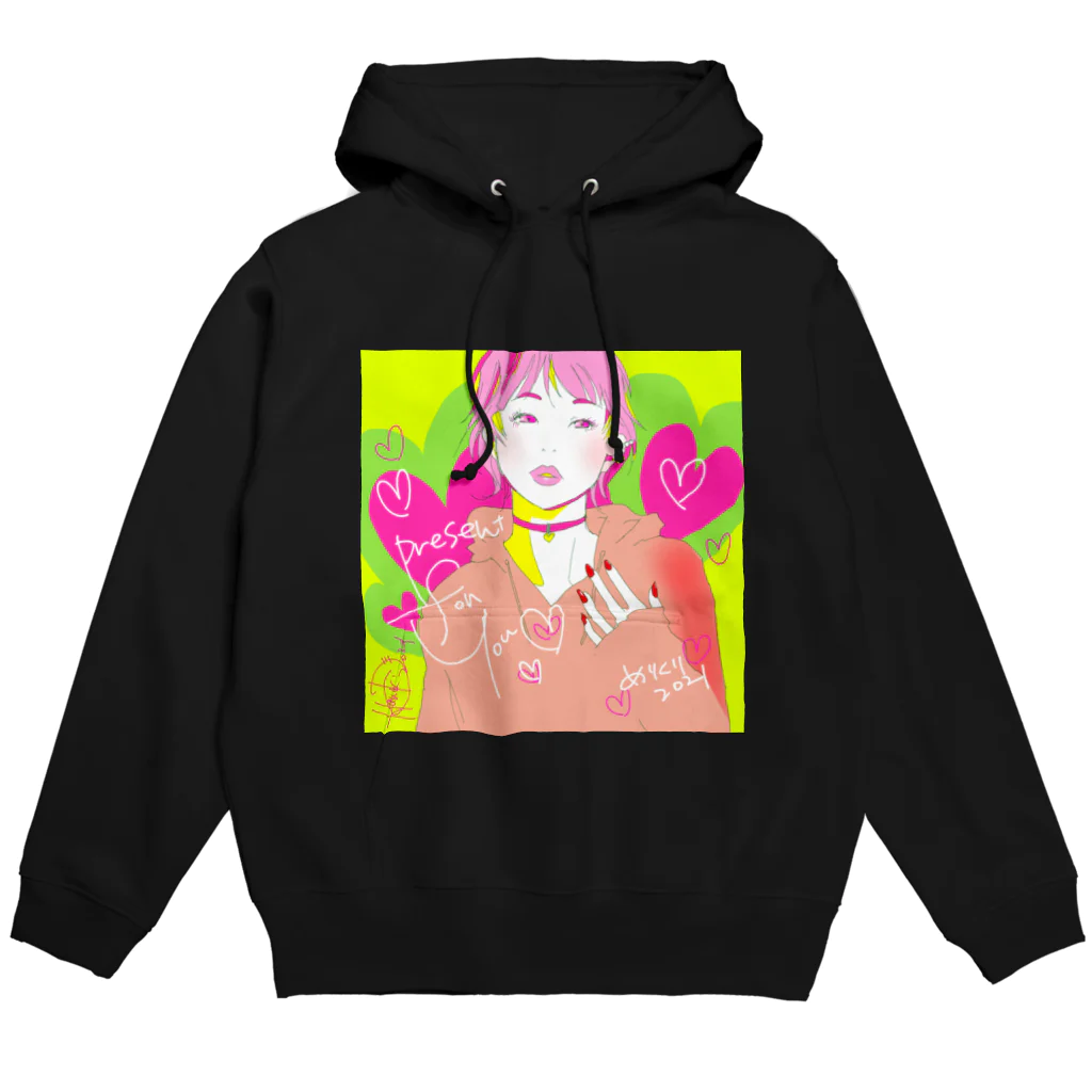 HARUKA カラフル イラスト 女の子 Tシャツのショートカット＆ハートgirl Hoodie