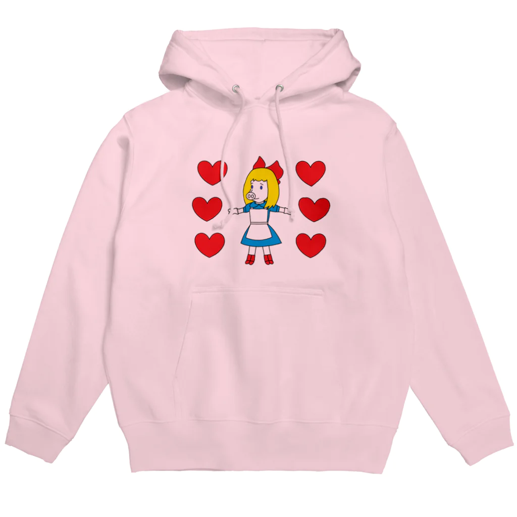 豚人イラストのパンダ武島のハートフルスマイリーピッグガール Hoodie