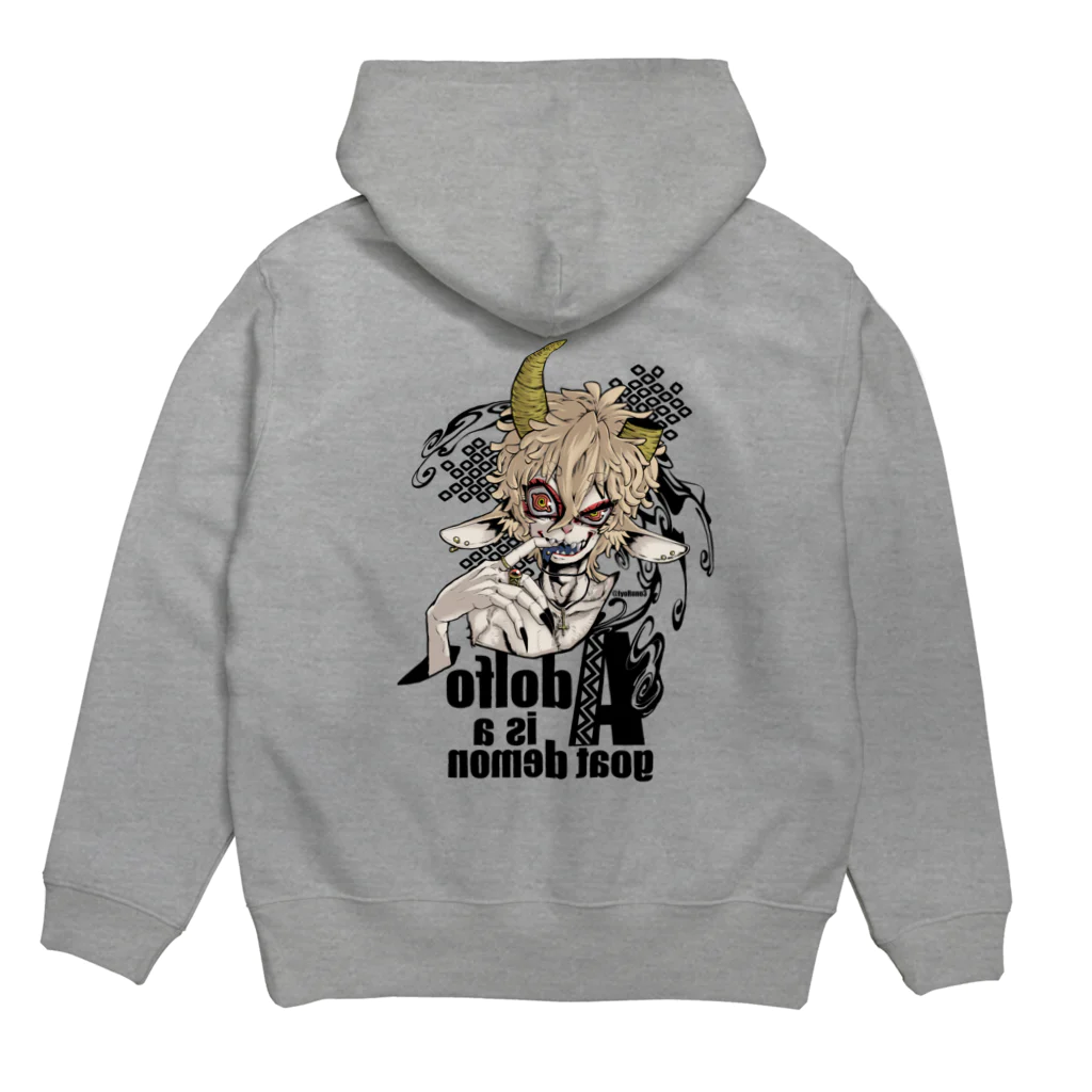 異夜のアトリエの片角山羊の悪魔 Hoodie:back