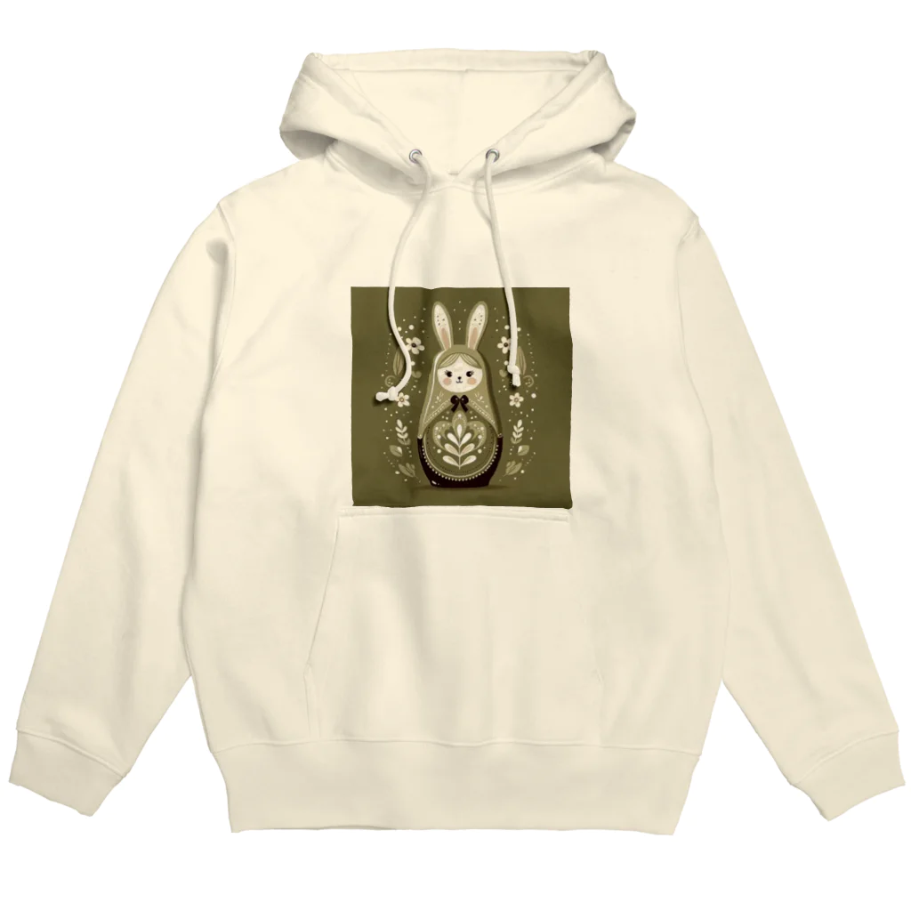 可愛い動物マトリョーシカのうさぎのマトリョーシカ（カーキ） Hoodie