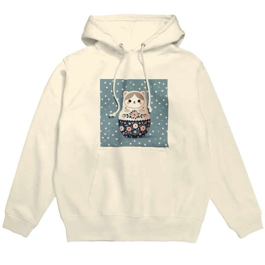 可愛い動物マトリョーシカの猫のマトリョーシカ（薄い紺色） Hoodie