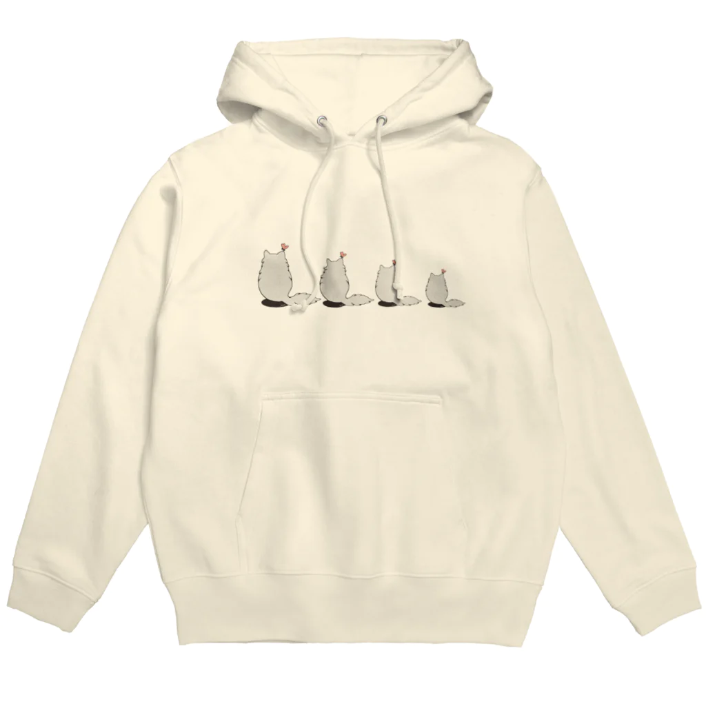 木ノ下商店のねことちょうちょ４連 Hoodie