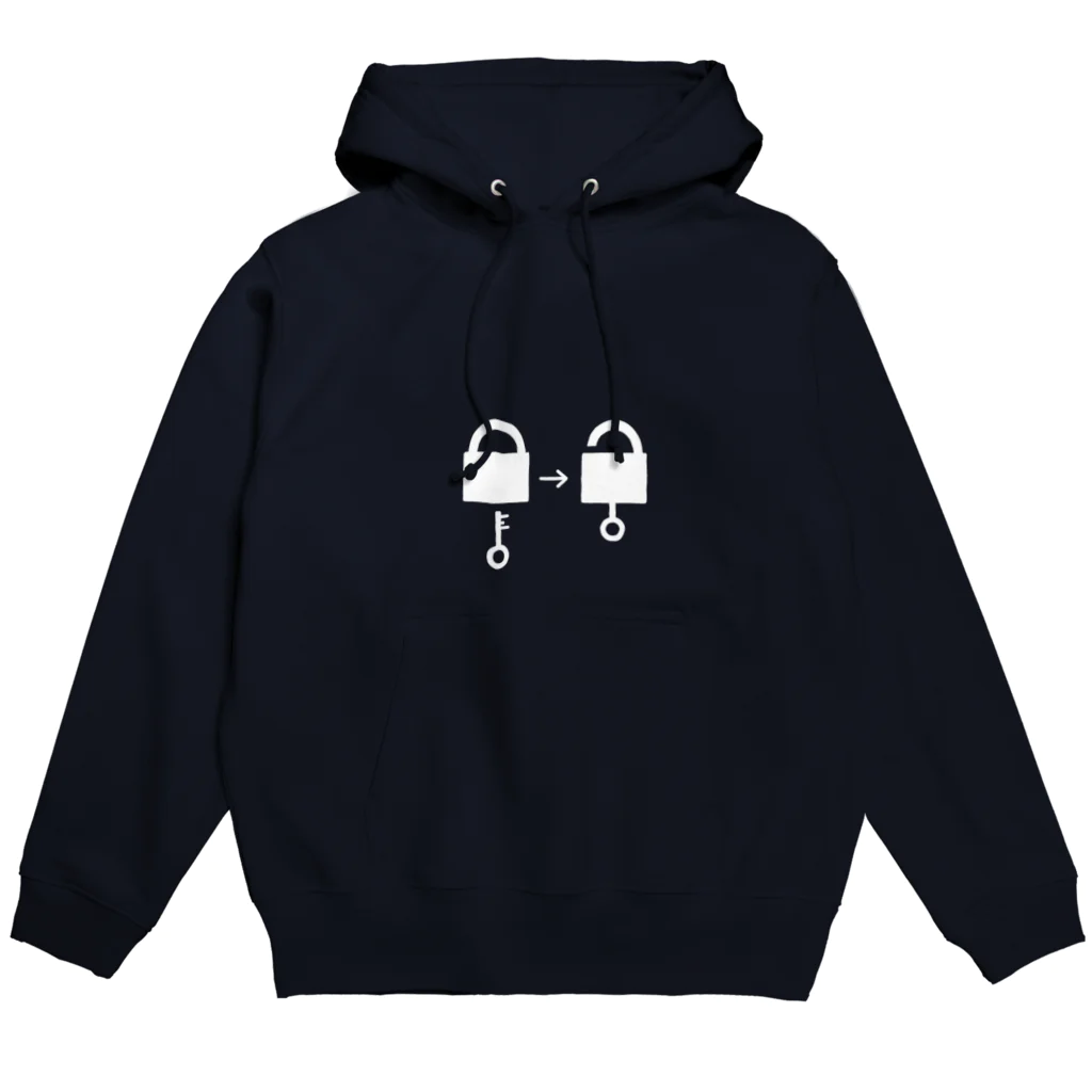 謎はないけど謎解き好きのお店のアンロック（白イラスト大） Hoodie