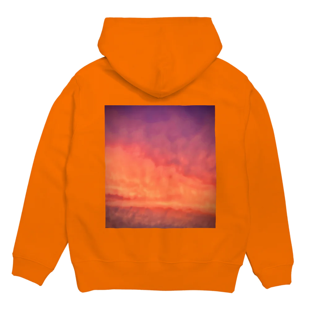 でおきしりぼ子の実験室の夕焼けすぎる雲-縦 Hoodie:back