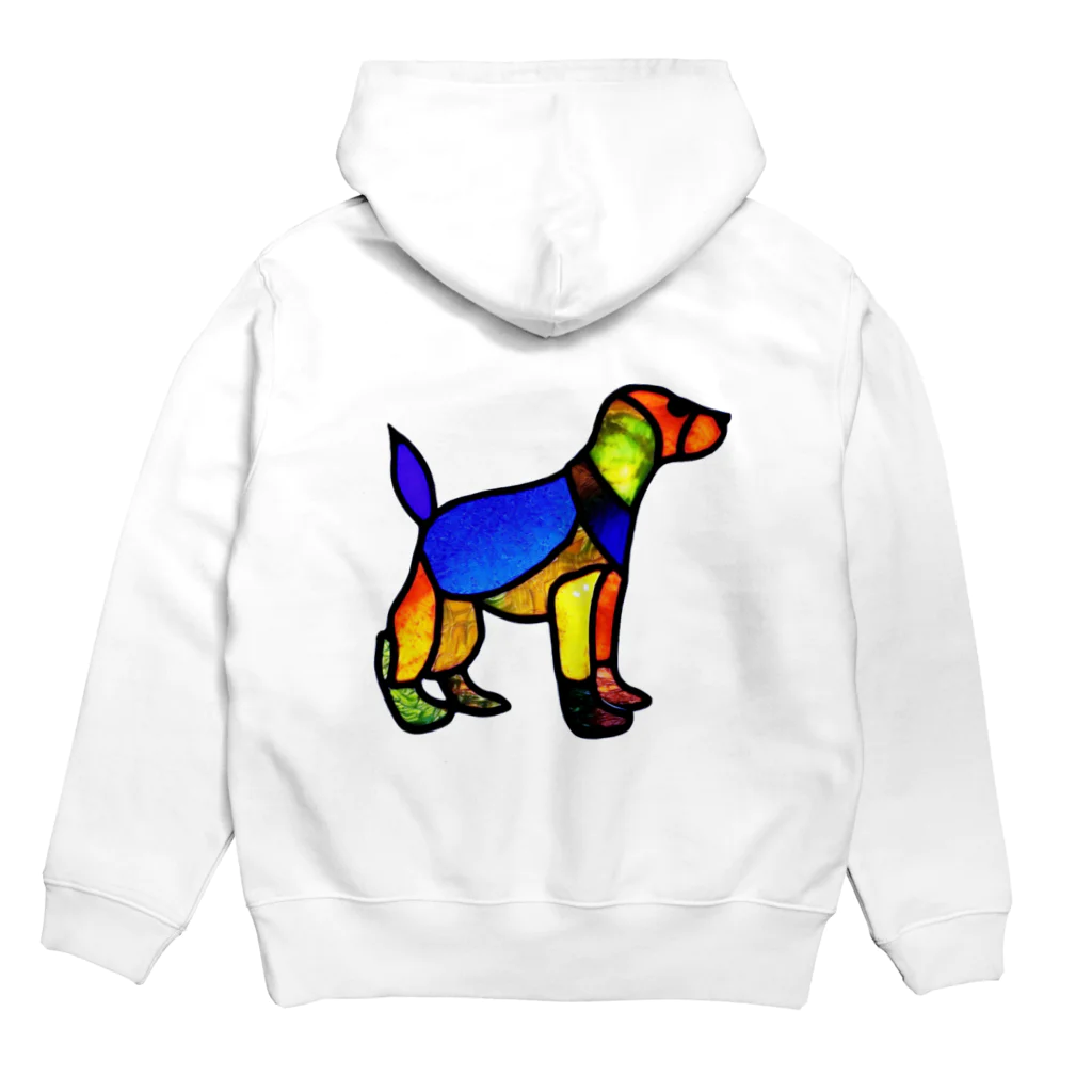 VERITIST (ヴェリティストSUZURI店)のステンドグラス風の犬 Hoodie:back