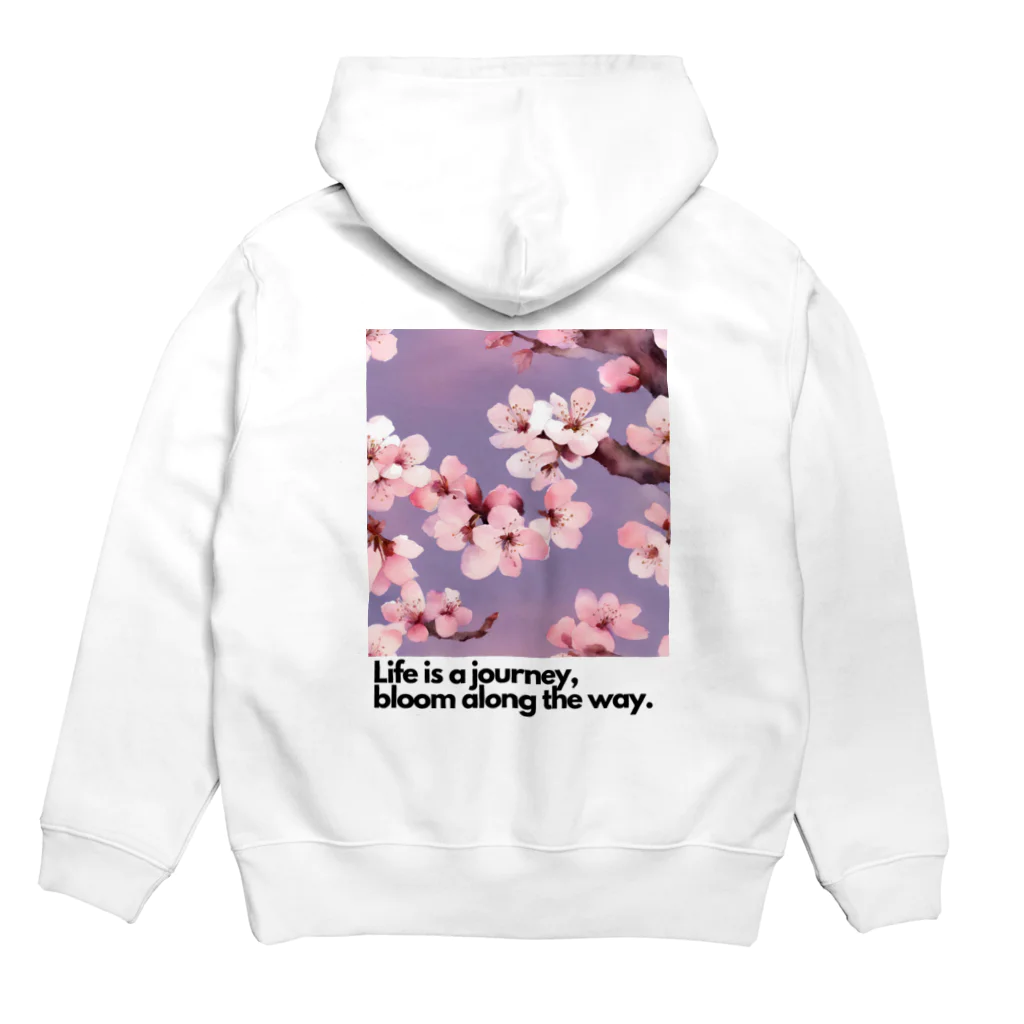 花と。言葉と。の朝もやと桜 Hoodie:back