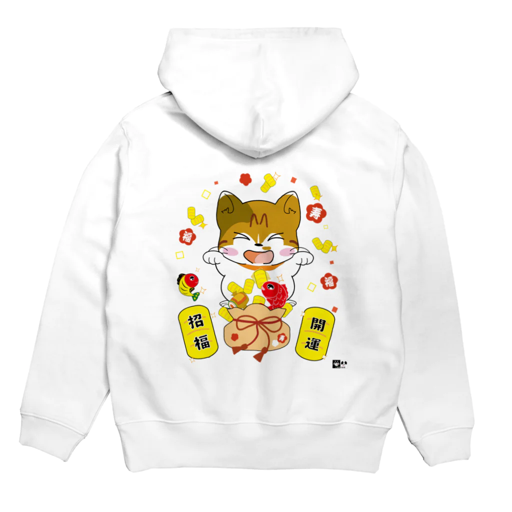 くまおのままの開運招きちゃこ　神社猫ちゃこ Hoodie:back