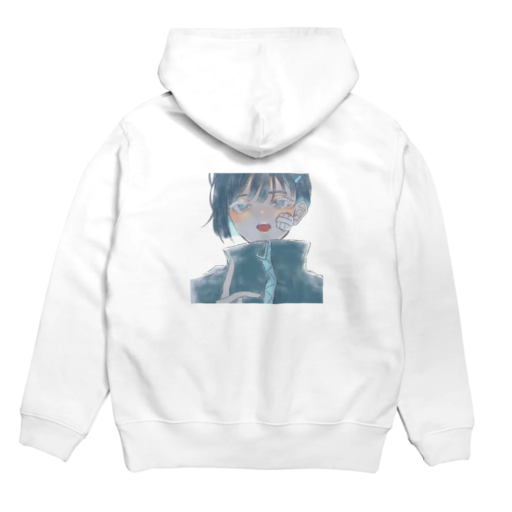 n.(自由帳)のお店の舌ピの男の子 Hoodie:back