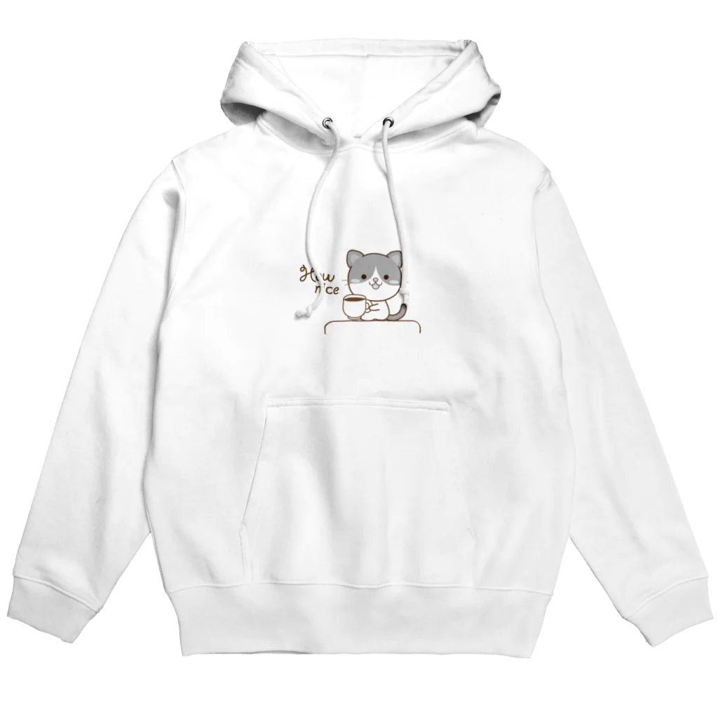 little lion house公式ショップ（大人のためのねこ）の黒白猫のシンプルモノトーン Hoodie