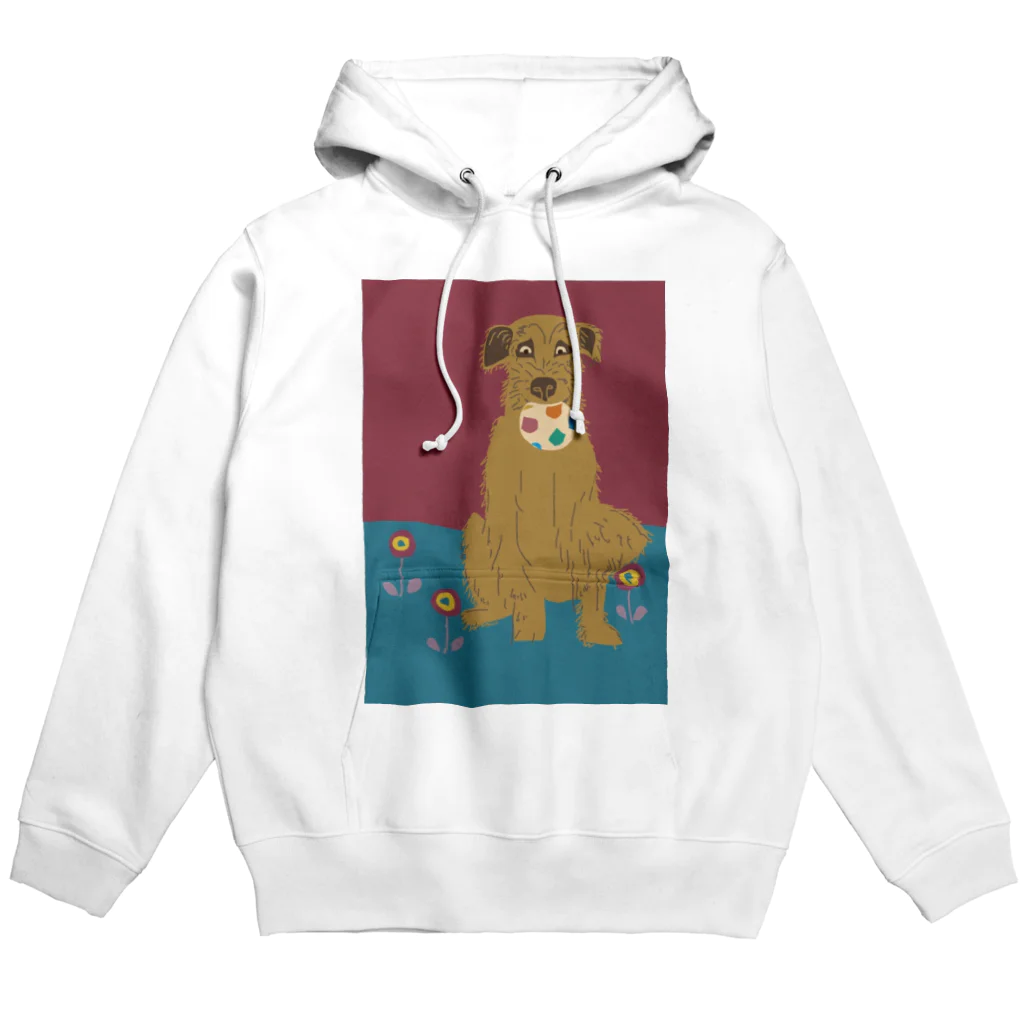 DOG DOG DOGのボール遊び　茶犬 Hoodie