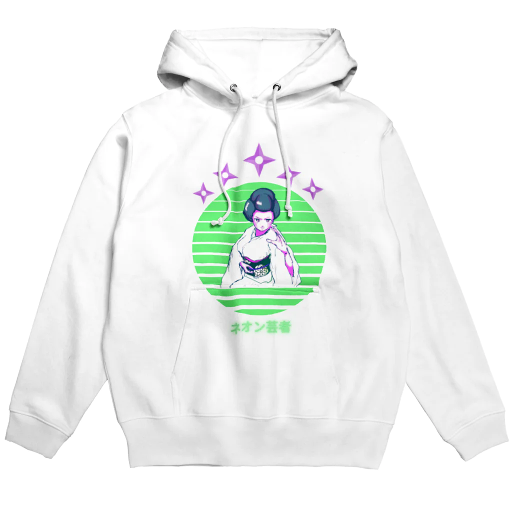 Vibin Designsの着物の女ネオンアニメ  レトロ    昭和  ステッカーおもしろ Hoodie