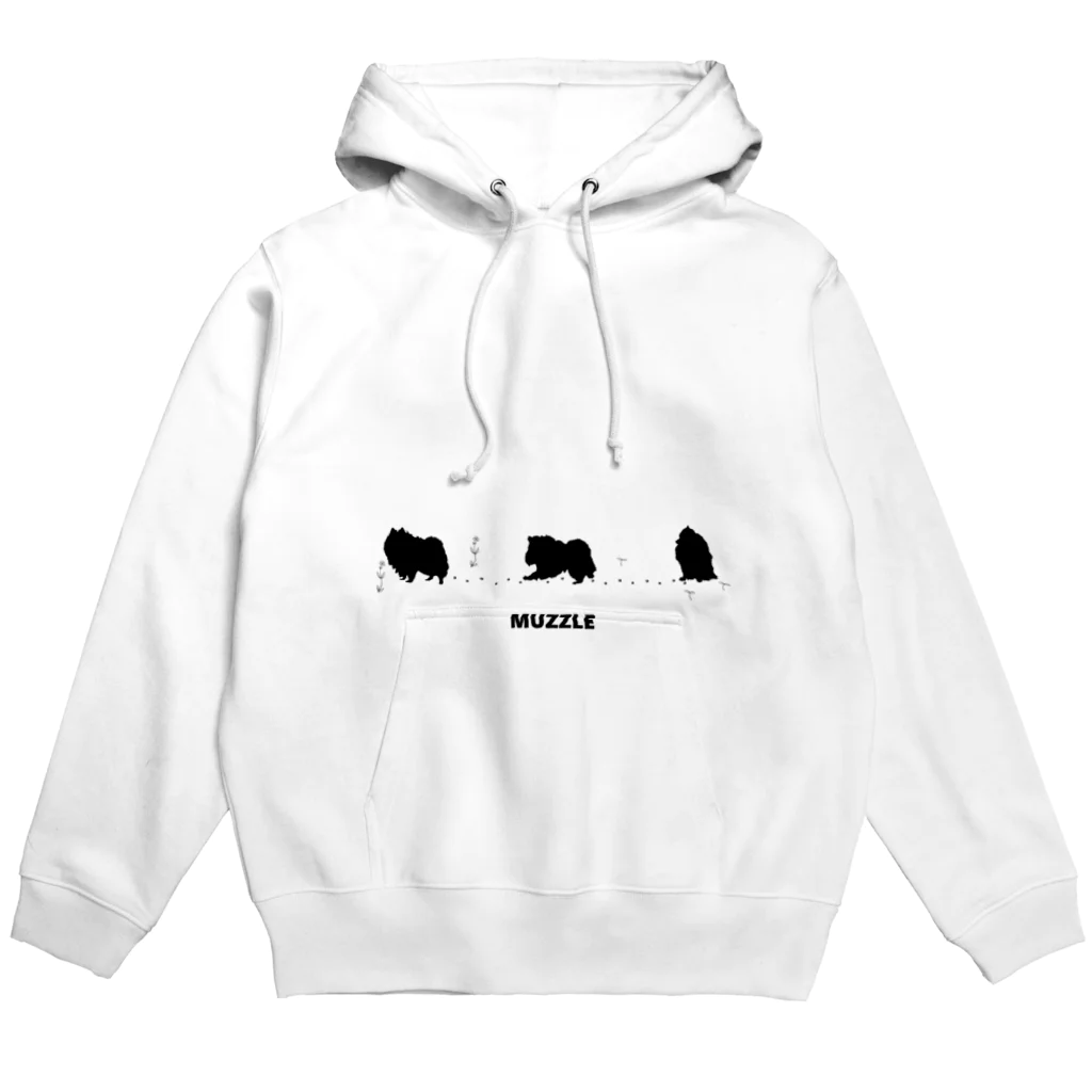 -White dog muzzle's shop-のWhite dog Silhouette collection パーカー