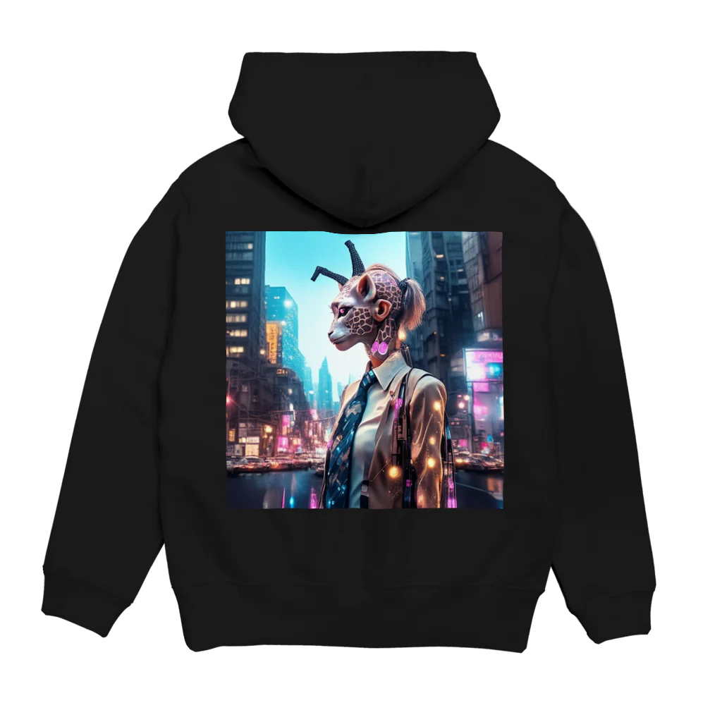 𝔔𝔘𝔒ℜℑ𝔄のCyberpunk giraffe Hoodie:back