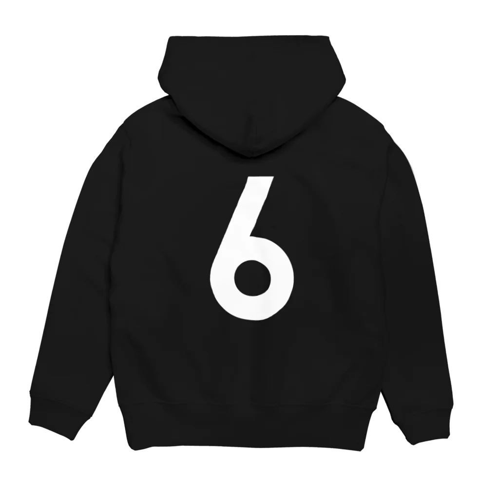 コチ(ボストンテリア)のバックプリント：ただの6です。（白文字） Hoodie:back