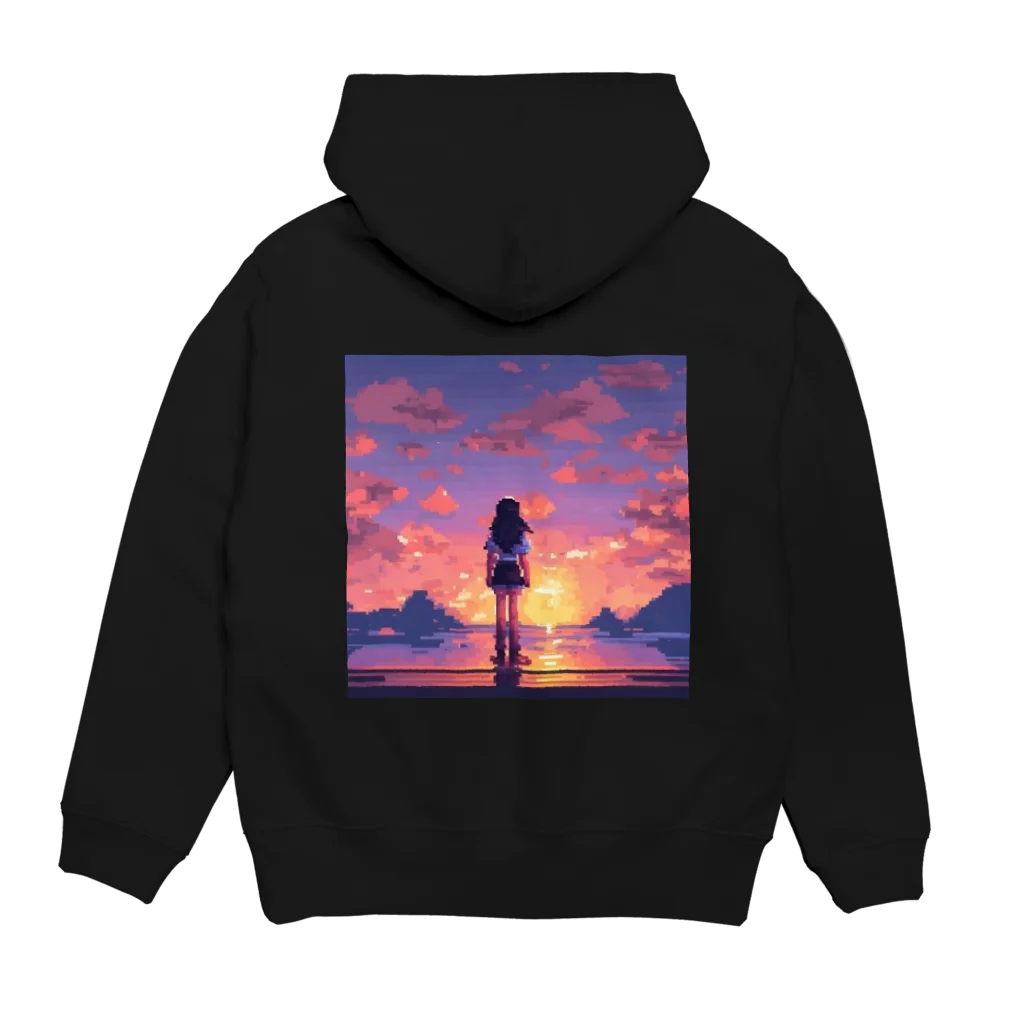 空が好きの夕日女の子② Hoodie:back