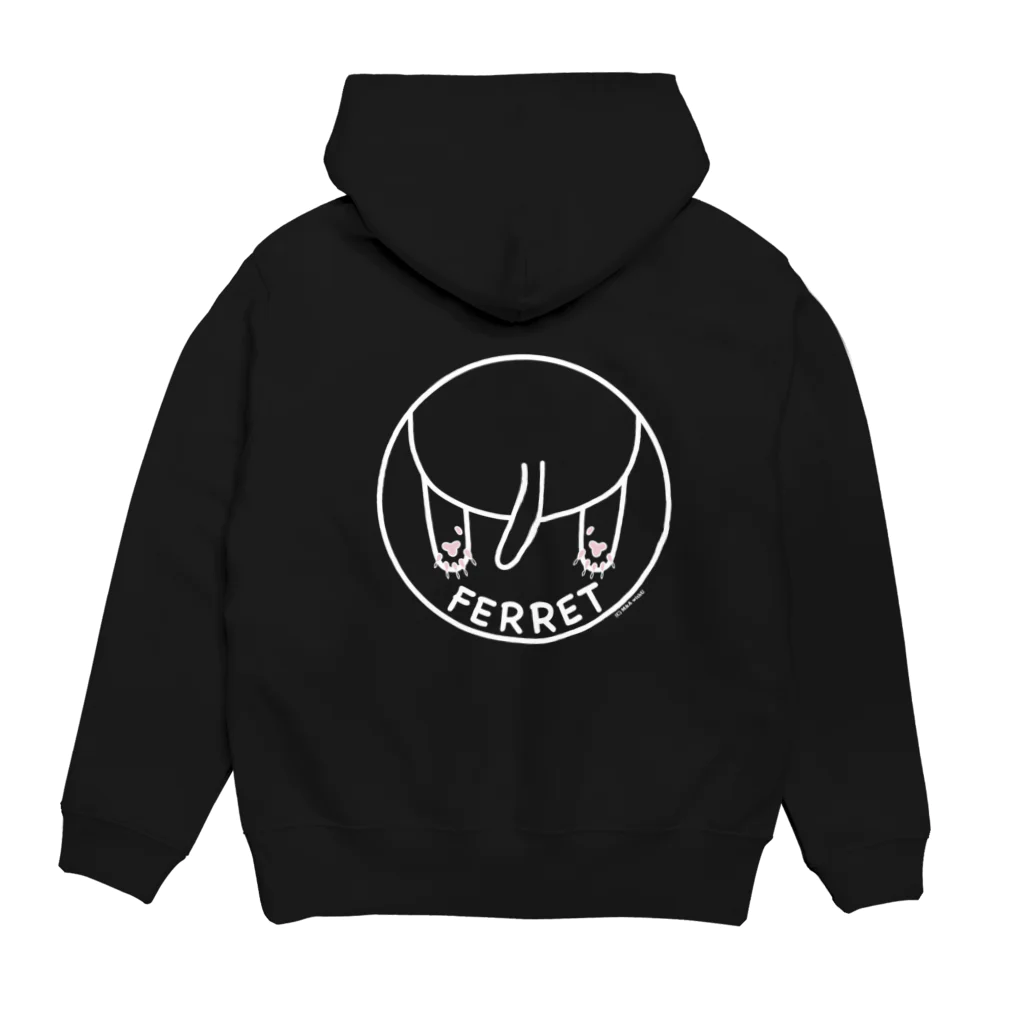 M&A withUの濃カラー用ホワイトフェレットフロント＆バックプリント Hoodie:back