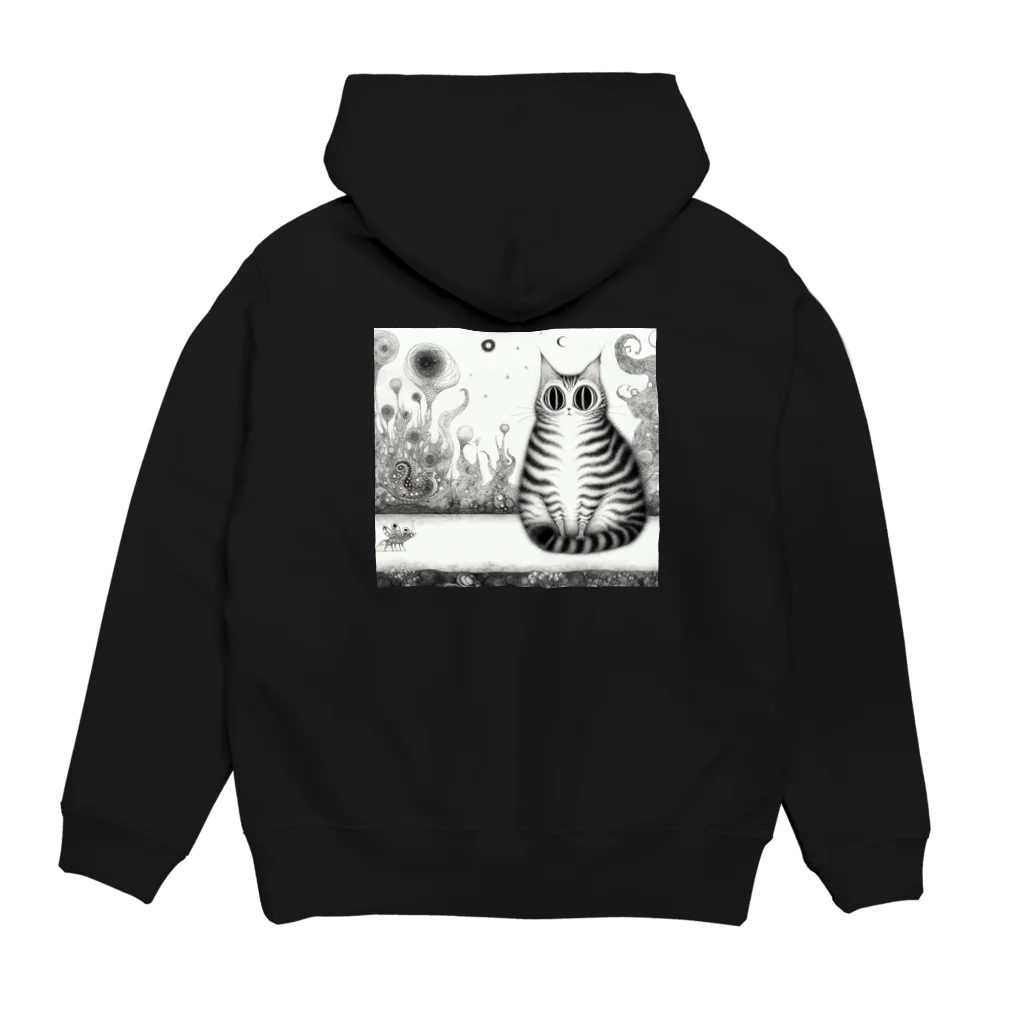 暴走三輪車のクリクリおめめの不思議猫ちゃん Hoodie:back