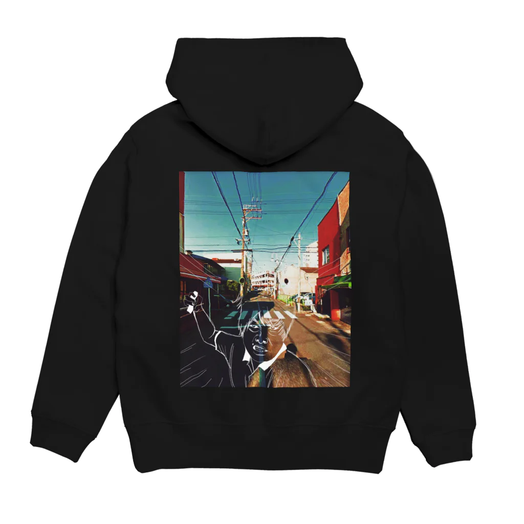 Shut up...のフロントガラス男 Hoodie:back