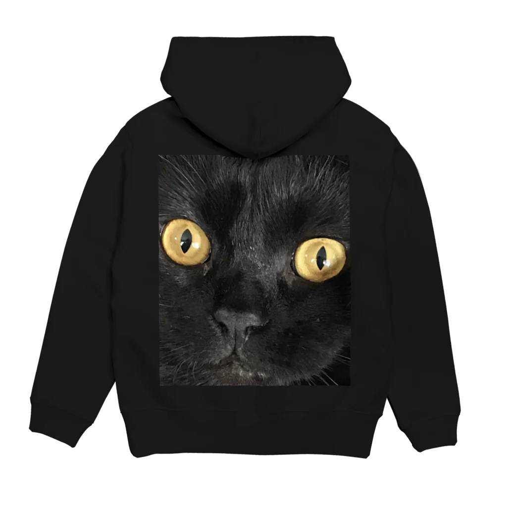 ちょこれーときゃっとの顔面拡大黒猫カカオたん Hoodie:back