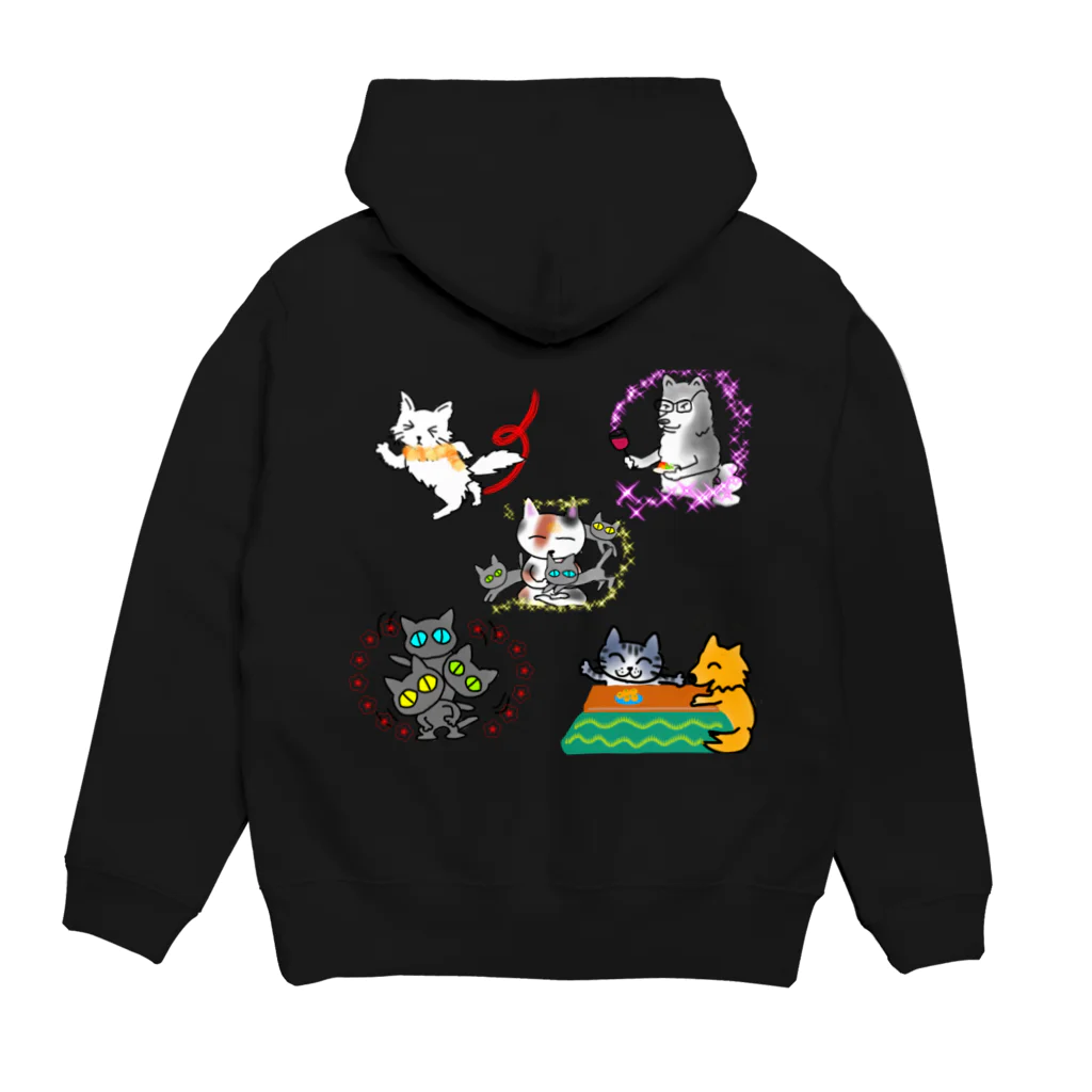 鈴神楽工房の黒猫三兄弟 ワン！ダフル ライフ コラボ Hoodie:back