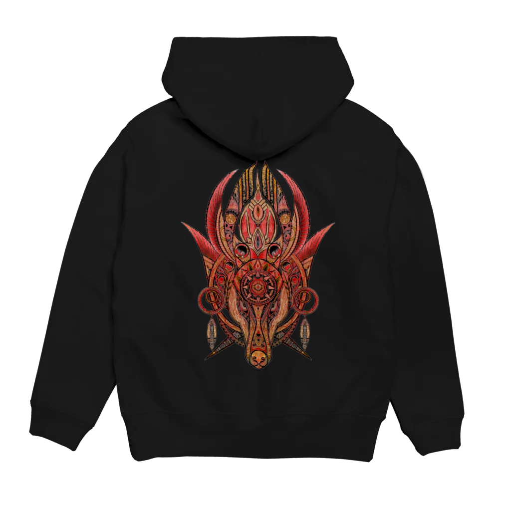 ハルノキ工房の犬面の魔術師ナギーブ（レッド） Hoodie:back