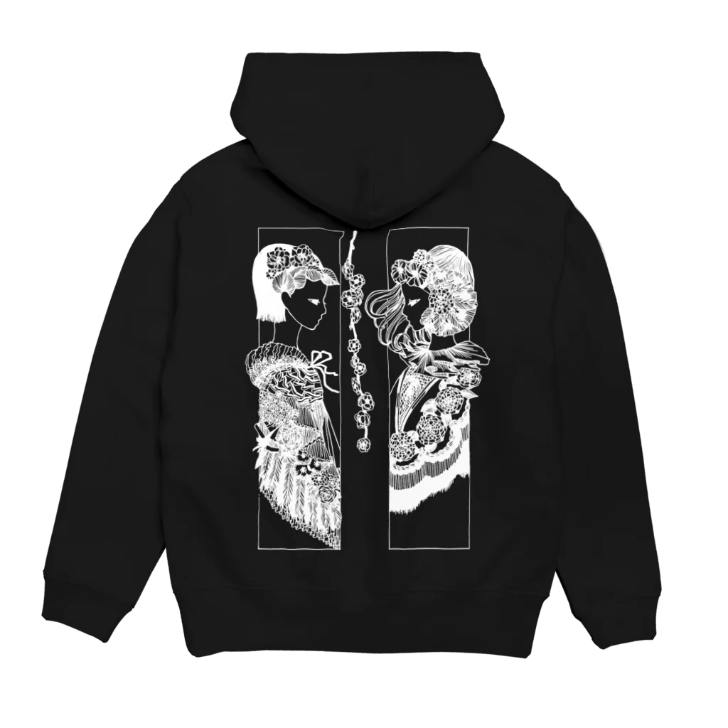 Mochi Miの向き合うふたり-白 Hoodie:back