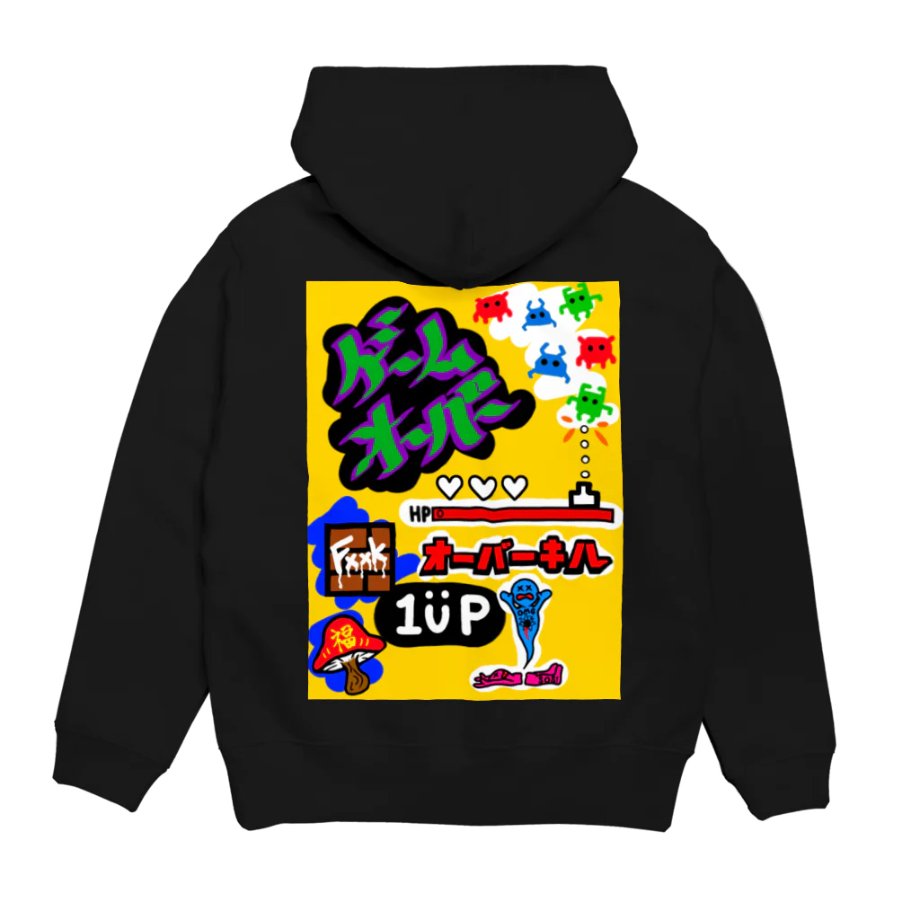 たちまわーるどの1UP！ブラック Hoodie:back