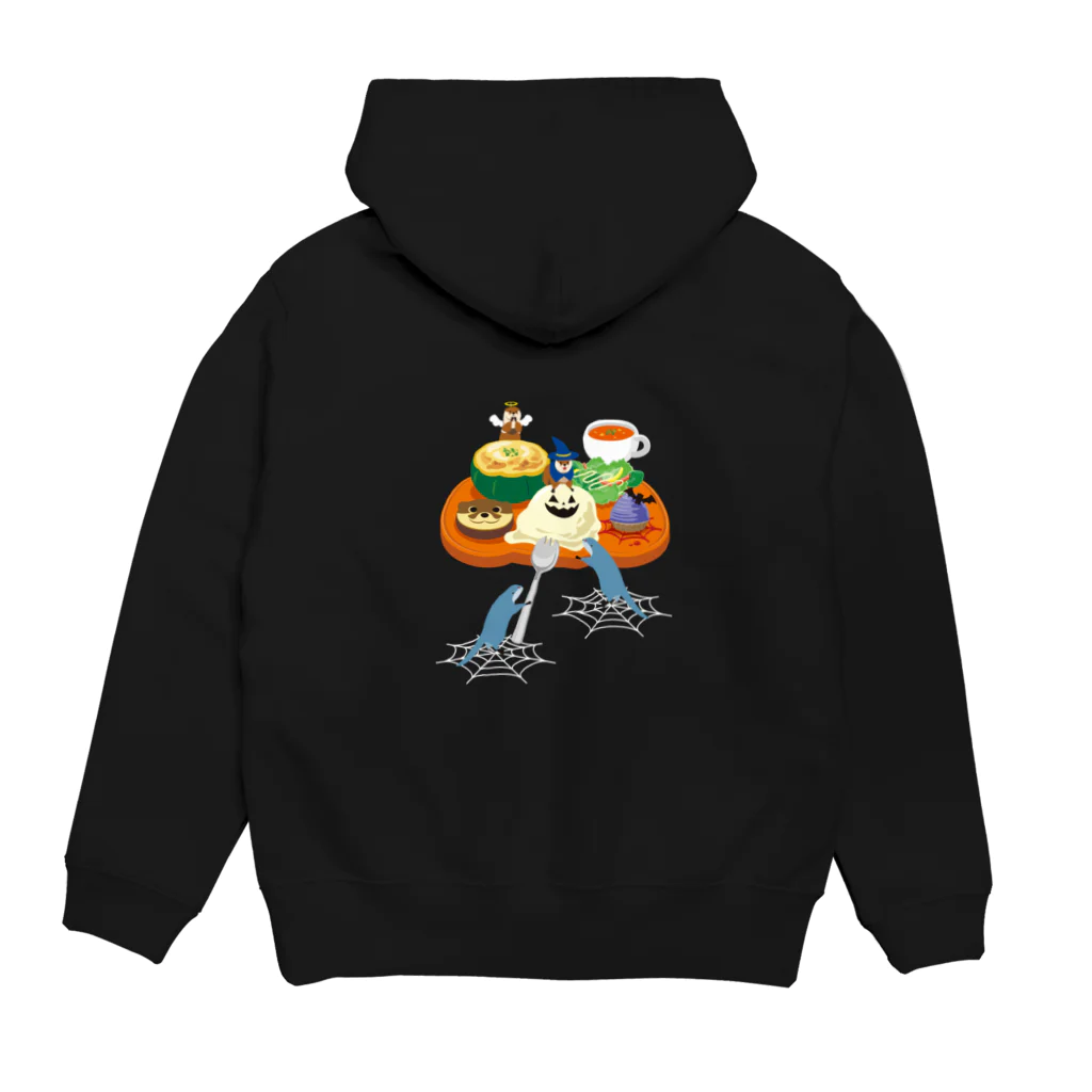 カワウソとフルーツのカワウソとハロウィンプレート Hoodie:back