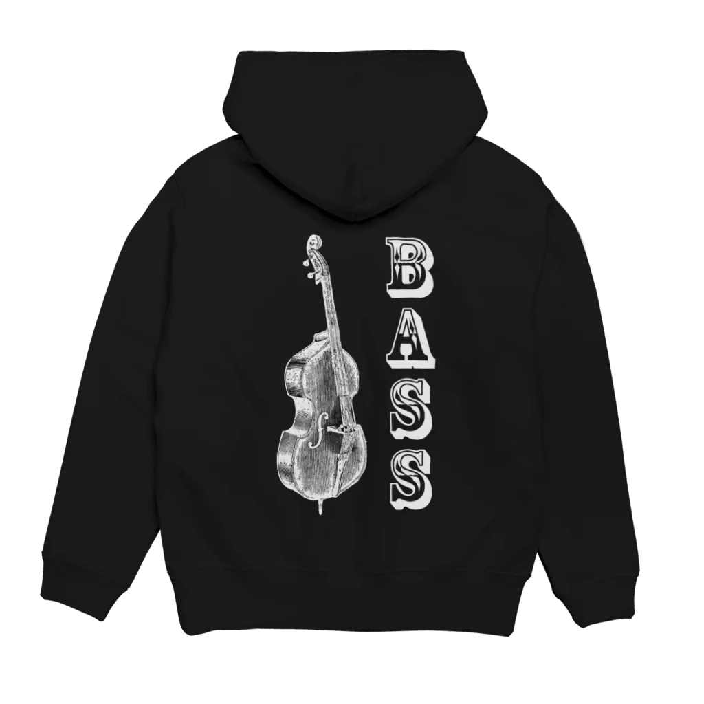 もりてつのコントラバス(レトロ調)・白文字 Hoodie:back