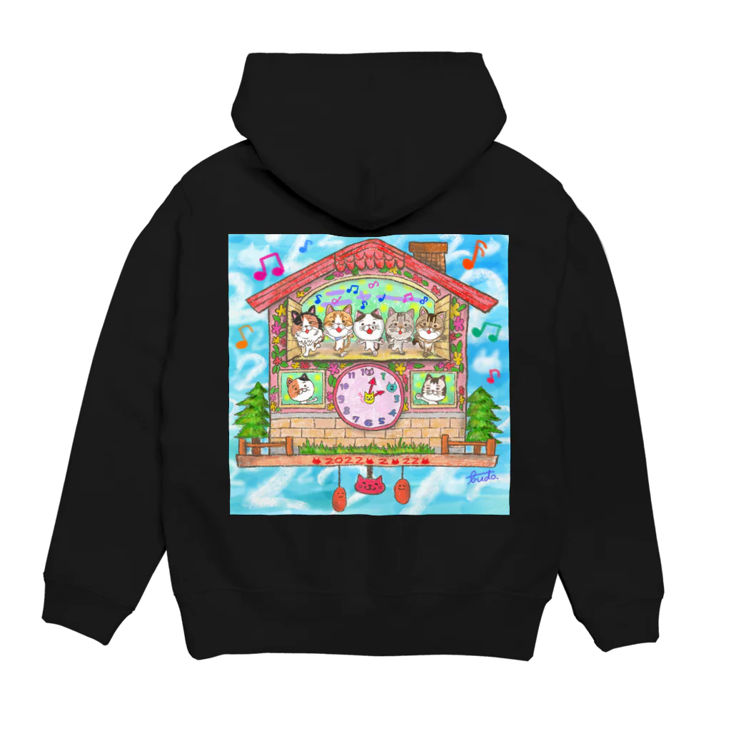 ブドウのニャンニャン猫時計 Hoodie:back