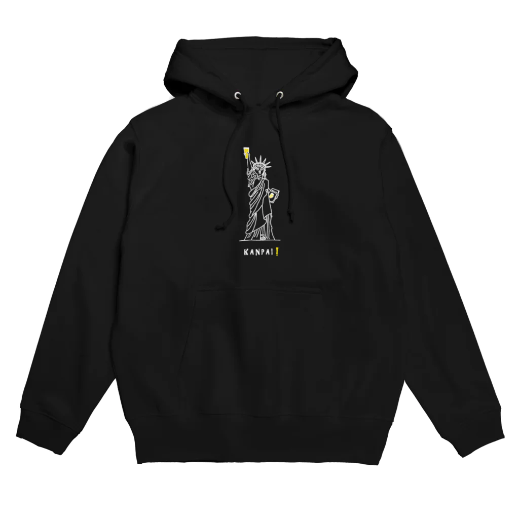 ビールとアート TM-3 Designの彫刻 × BEER（自由の女神）白線画 Hoodie