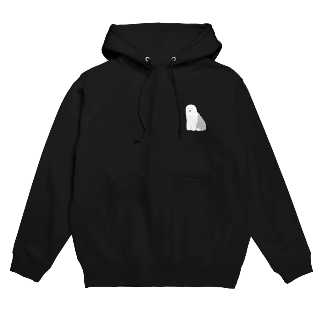 ゆいたっく／犬イラストのオールドイングリッシュシープドッグ(ワンポイント) Hoodie