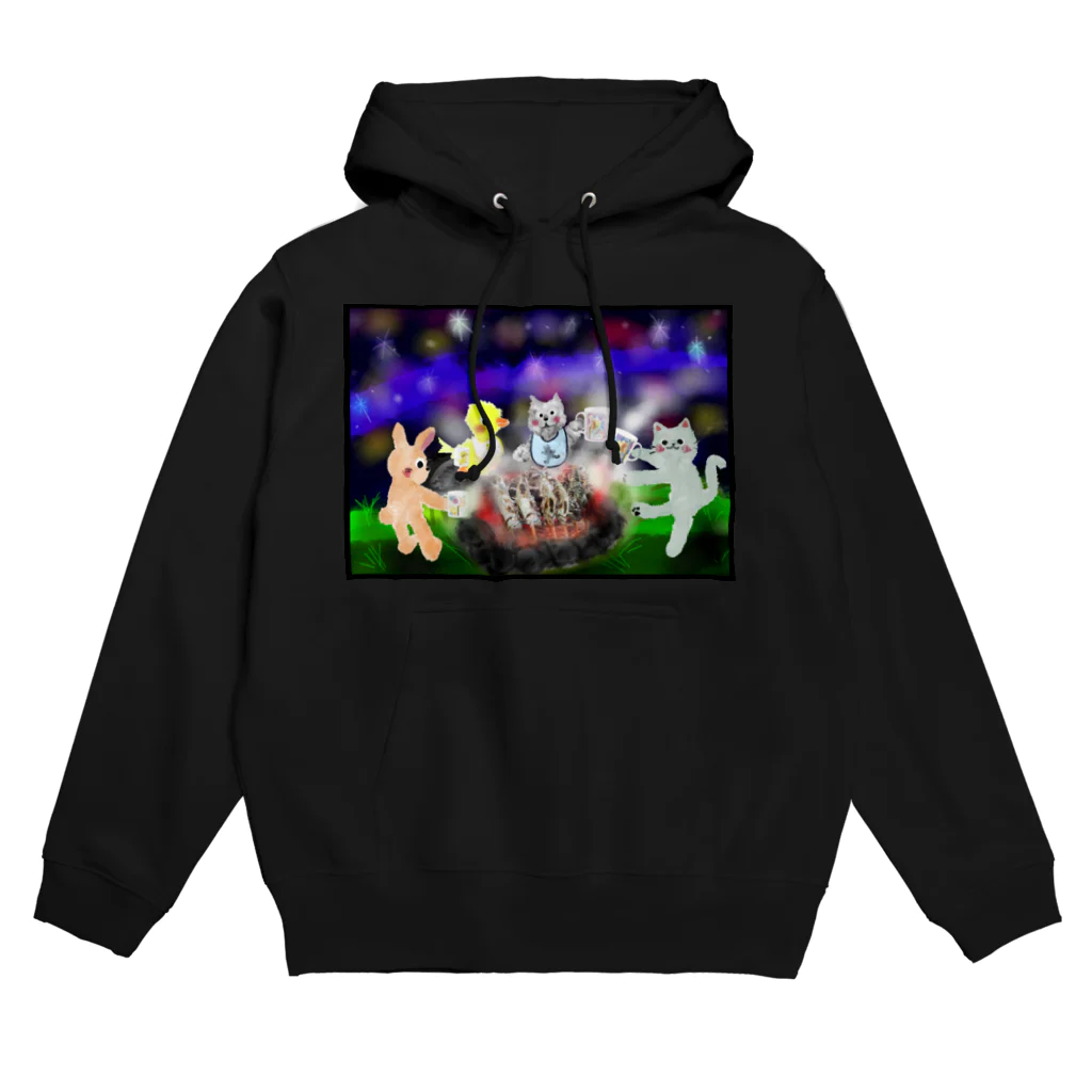 🤍一ノ瀬 彩 🐇⸒⸒ suzuri支店🤍の夜空キャンプ【ゆめかわアニマル】 Hoodie