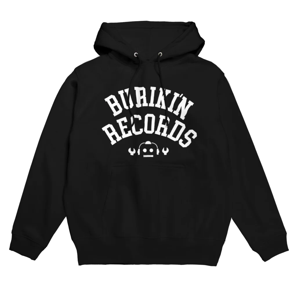 BURIKI'N RECORDSのブリキン定番ロゴ(ホワイトロゴ) パーカー