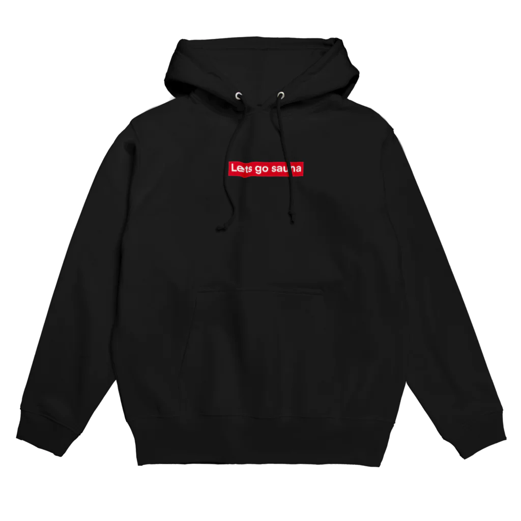 Lets go sauna サウ公/サウナーのLets go sauna/レッツゴーサウナ(ロゴ白赤枠) Hoodie