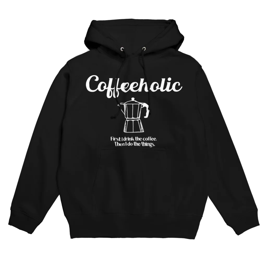 かえる商店のCOFFEEHOLIC white logo パーカー