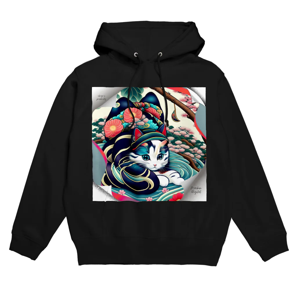 マッケンデジタルワールドの浮世絵catsパンクシティ 葛飾キャッツ斎（猫名 シルク） Hoodie