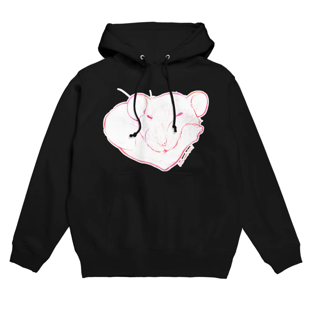 ねずみのおみせ suzuri店のしろちゃんと一緒に筋トレしよう(赤グラデ)  Hoodie