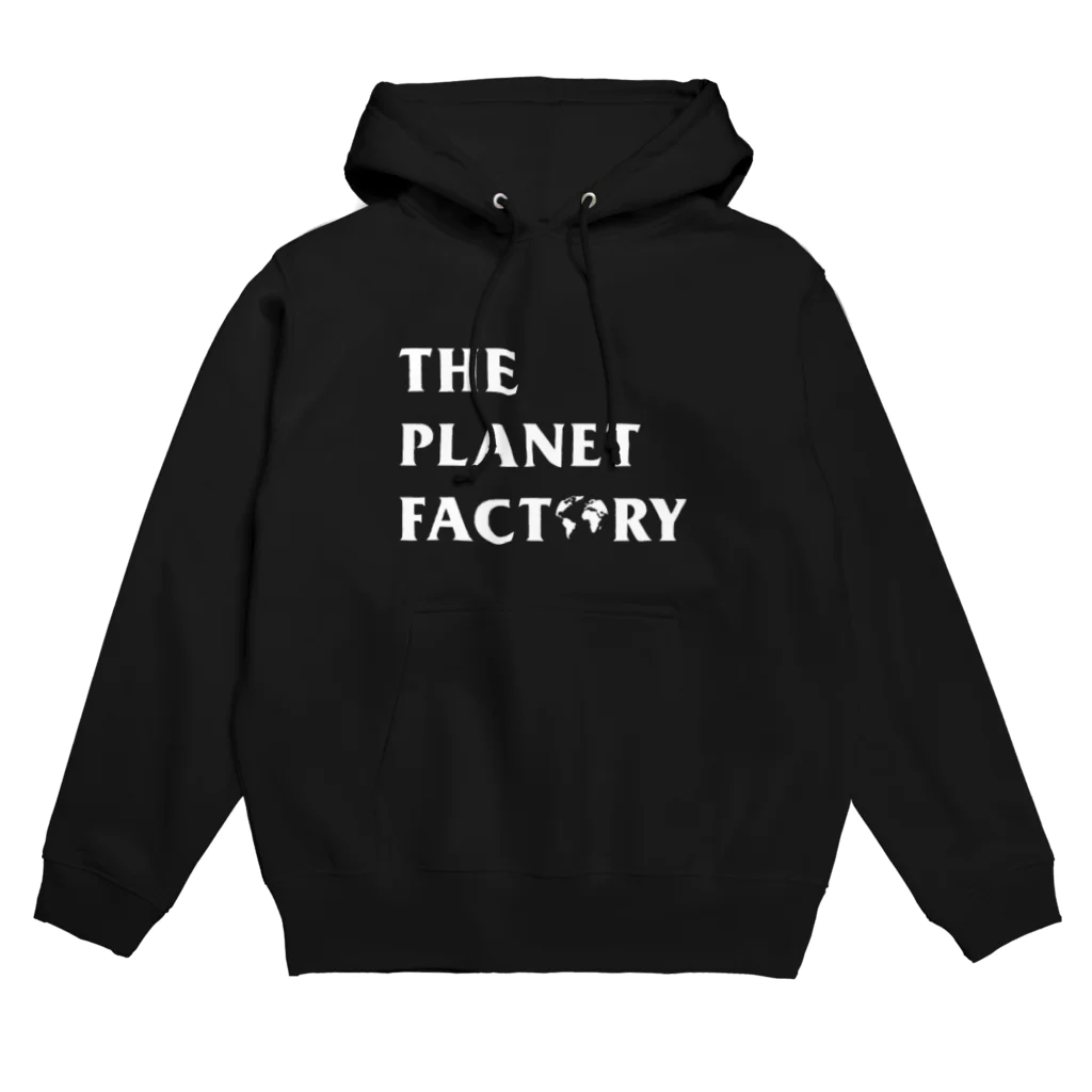 theplanetfactoryのwhite logo パーカー