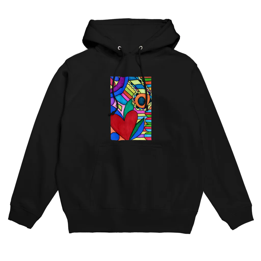 結華の障害者アート 手描きイラスト カラフル ハート Hoodie