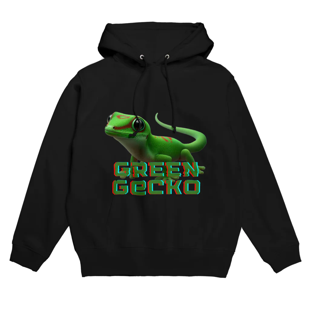 IRUdesignのグランディスヒルヤモリ（green gecko） パーカー