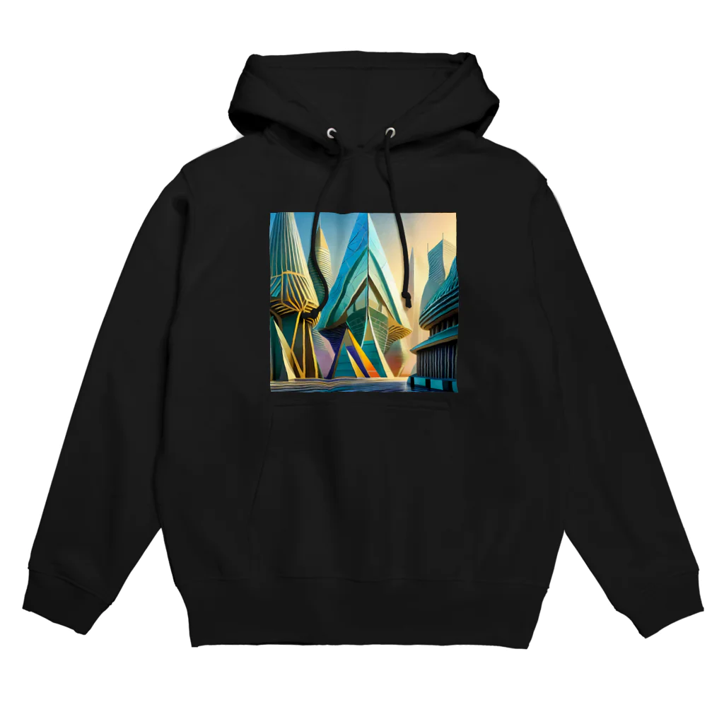 のんびりアート工房のジオメトリック都市 Hoodie